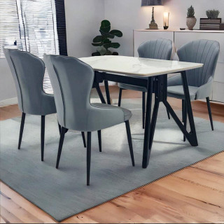 MAARK MARBLE TOP 4 SEATER DINING SET 316-268 HT