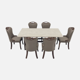 MAARK MARBLE TOP 6 SEATER DINING SET 425-5-902 HT