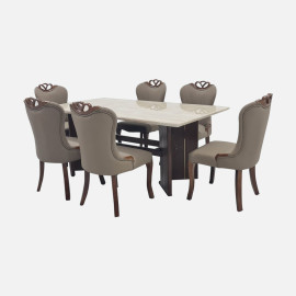 MAARK MARBLE TOP 6 SEATER DINING SET 425-5-902 HT