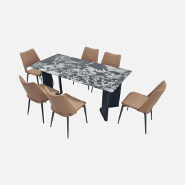 MAARK MARBLE TOP 6 SEATER DINING SET 501-B9-2214 HT