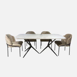 MAARK MARBLE TOP 6 SEATER DINING SET 511 HT