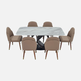 MAARK MARBLE TOP 6 SEATER DINING SET 673-P2 HT