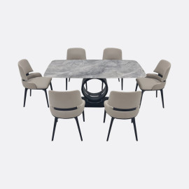 MAARK MARBLE TOP 6 SEATER DINING SET 873-611 HT