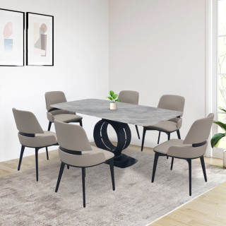 MAARK MARBLE TOP 6 SEATER DINING SET 873-611 HT