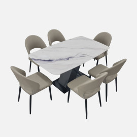 MAARK MARBLE TOP 6 SEATER DINING SET A81-A02 HT