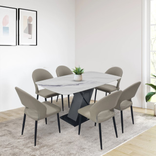 MAARK MARBLE TOP 6 SEATER DINING SET A81-A02 HT