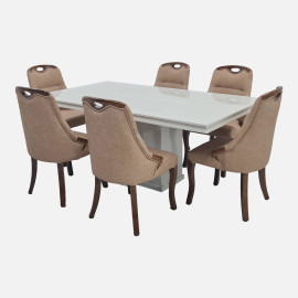 MAARK MARBLE TOP 6 SEATER DINING SET B6170-609-SELTO HT