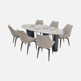 MAARK MARBLE TOP 6 SEATER DINING SET CT17-Y138 HT