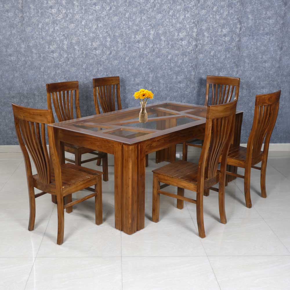 MAARK GLASS TOP 6 SEATER DINING SET COBRA RF