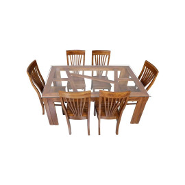 MAARK GLASS TOP 6 SEATER DINING SET COBRA RF