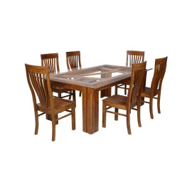 MAARK GLASS TOP 6 SEATER DINING SET COBRA RF