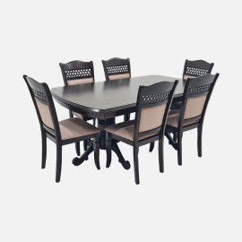 MAARK WOODEN TOP 6 SEATER DINING SET NICOLE-6302T-4348SC HT