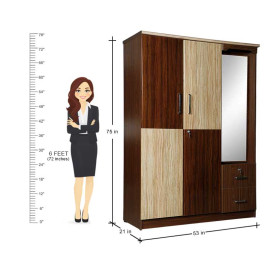 MAARK 3 DOOR WARDROBE PF WITH DRESSER