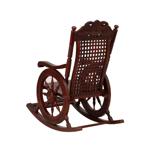 HAND CARVED WOODEN ROCKING CHAIR