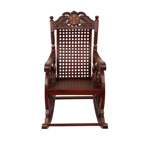 HAND CARVED WOODEN ROCKING CHAIR