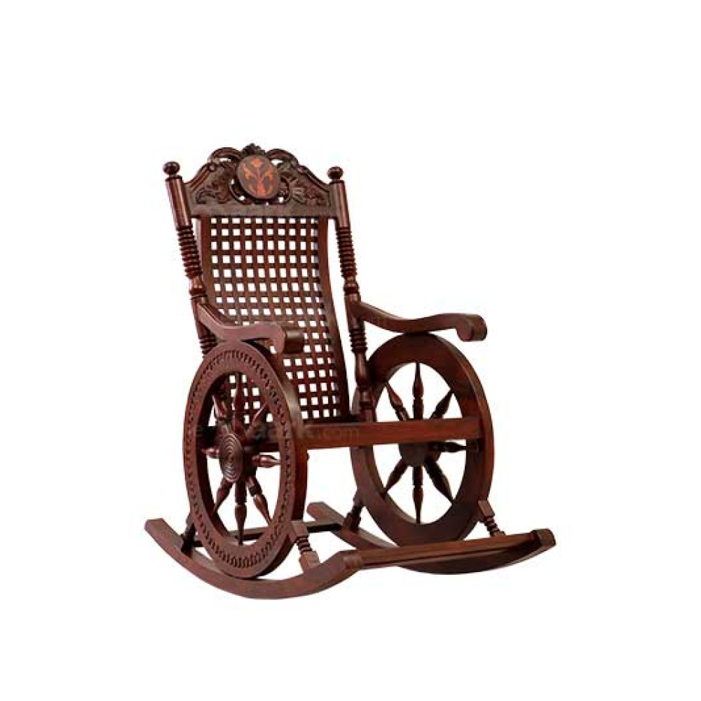 HAND CARVED WOODEN ROCKING CHAIR