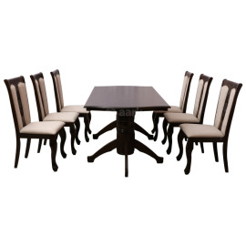 MAARK WOODEN TOP 6 SEATER DINING SET HOCKEY HT