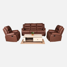 MAARK MANUAL RECLINER FABRIC SOFA SET (3+1R+1R)  MAGILCHI BROWN COLOUR