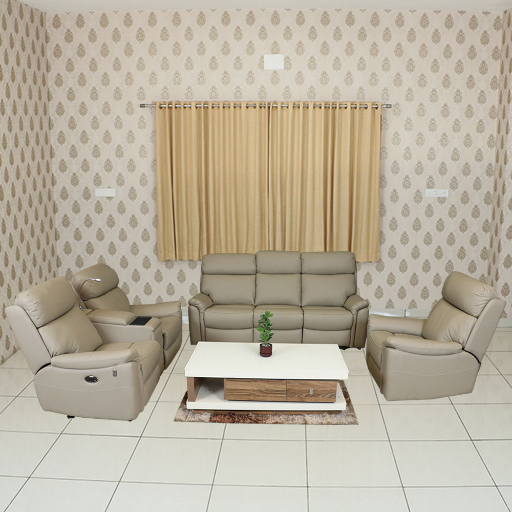 MAARK MOTORIZED RECLINER LEATHER SOFA SET (3R+2R+1R) EXCEL ARIES MALT COLOUR HT