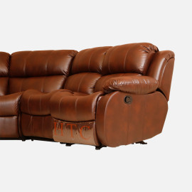 MAARK CORNER MANUAL RECLINER LEATHER SOFA 5 SEATER F211 HT