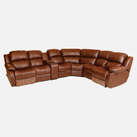 MAARK CORNER MANUAL RECLINER LEATHER SOFA 5 SEATER F211 HT