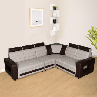 MAARK FABRIC CORNER SOFA 5 SEATER MAGNA GRAY COLOUR