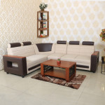 MAARK FABRIC CORNER SOFA 5 SEATER MAGNA HALF WHITE COLOUR