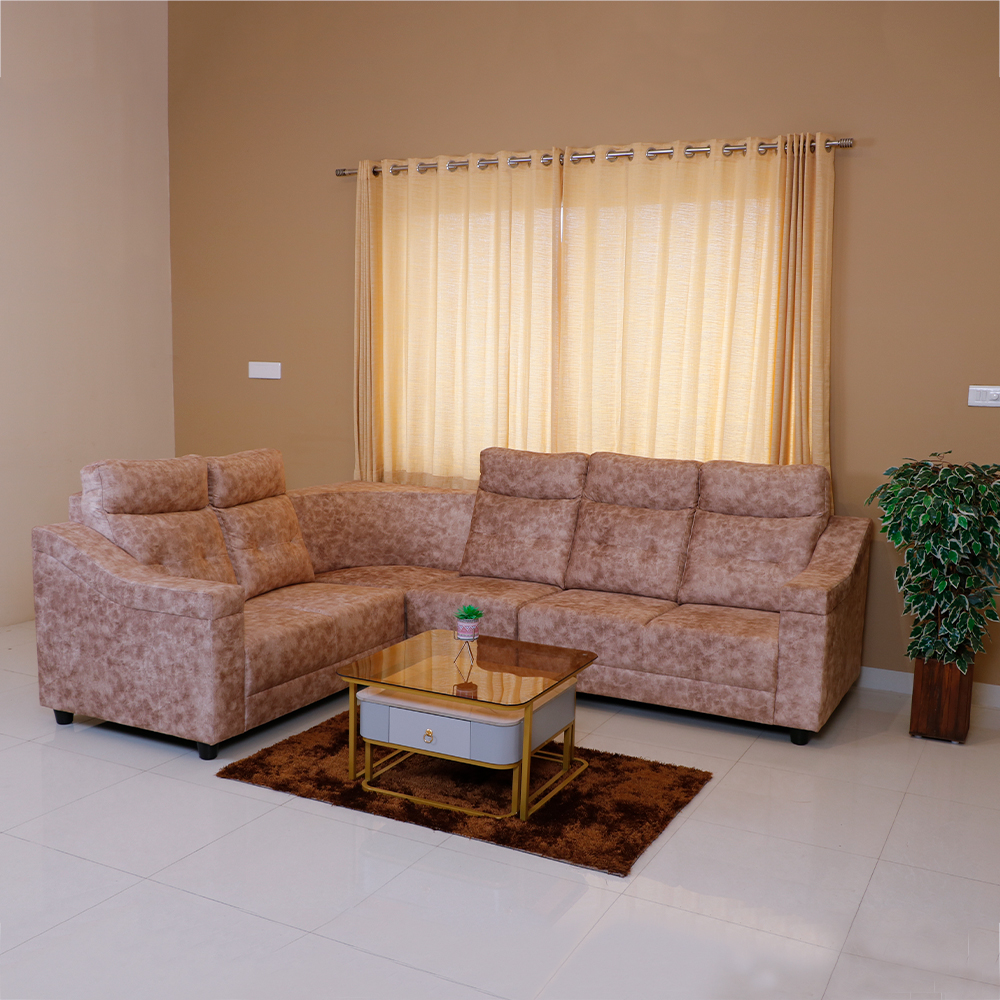 MAARK FABRIC CORNER SOFA 5 SEATER PLATINA BROWN COLOUR