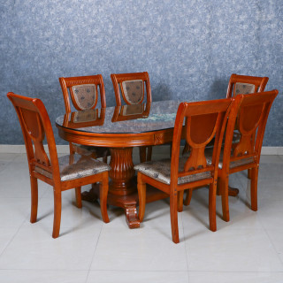 MAARK WOODEN TOP 6 SEATER DINING SET 618-902 HT