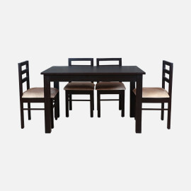 MAARK WOODEN TOP 4 SEATER DINING SET (4*2.5) STARTER WALNUT COLOUR