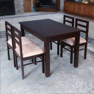 MAARK WOODEN TOP 4 SEATER DINING SET (4*2.5) STARTER WALNUT COLOUR