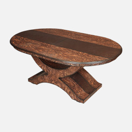 MAARK WOODEN TOP 6 SEATER DINING SET OVAL WALNUT COLOUR