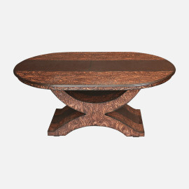 MAARK WOODEN TOP 6 SEATER DINING SET OVAL WALNUT COLOUR