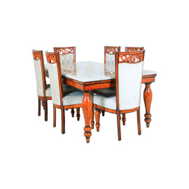 MAARK MARBLE TOP 6 SEATER DINING SET 6003 TD