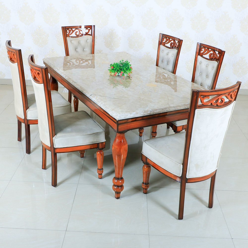 MAARK MARBLE TOP 6 SEATER DINING SET 6003 TD