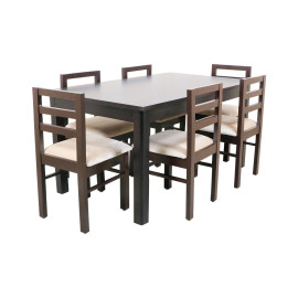 MAARK WOODEN TOP 6 SEATER DINING SET (5*3) STARTER WALNUT COLOUR
