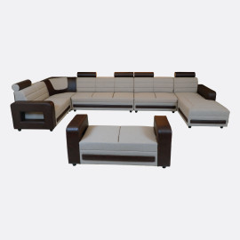 MAARK U SHAPE FABRIC CORNER SOFA 12 SEATER MAGNA BROWN COLOUR