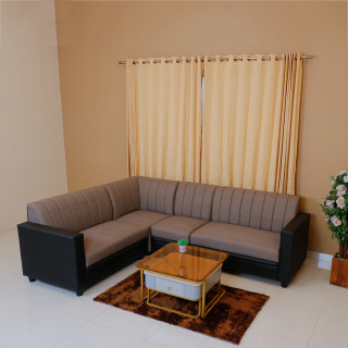 MAARK FABRIC CORNER SOFA 5 SEATER HACKSAW BROWN COLOUR