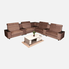 MAARK FABRIC CORNER SOFA 8 SEATER HEADREST BROWN COLOUR