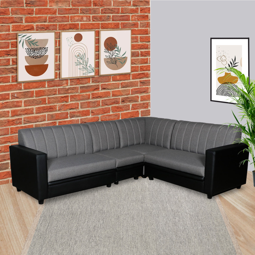 MAARK FABRIC CORNER SOFA 5 SEATER HACKSAW GRAY COLOUR