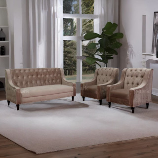 MAARK FABRIC SOFA SET (3+1+1) PANBU HALF WHITE COLOUR