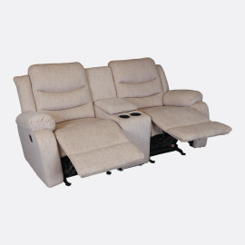 MAARK MANUAL RECLINER FABRIC SOFA SET WITH CONSOLE (3+2RR+1MR) MAGILCHI HALF WHITE COLOUR