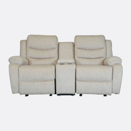 MAARK MANUAL RECLINER FABRIC SOFA SET WITH CONSOLE (3+2RR+1MR) MAGILCHI HALF WHITE COLOUR