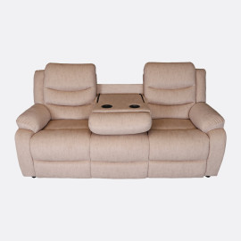 MAARK MANUAL RECLINER FABRIC SOFA SET WITH CONSOLE (3+2RR+1MR) MAGILCHI HALF WHITE COLOUR