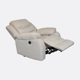 MAARK MANUAL RECLINER FABRIC SOFA SET WITH CONSOLE (3+2RR+1MR) MAGILCHI HALF WHITE COLOUR