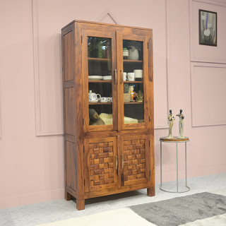 MAARK SEESHAM WOOD 2 DOOR CROCKERY UNIT 6119 NATURAL FINISH SV