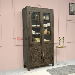 MAARK SEESHAM WOOD 2 DOOR CROCKERY UNIT 6119 STONE FINISH SV