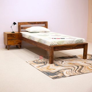 MAARK SHEESHAM WOOD SINGLE BED (3*6) 3133 NATURAL FINISH SV