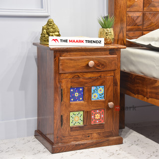 MAARK SHEESHAM WOOD NIGHT STAND 7509 NATURAL FINISH SV