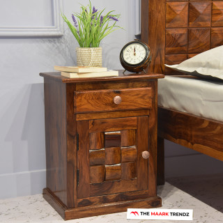 MAARK SHEESHAM WOOD NIGHT STAND 7516 NATURAL FINISH SV